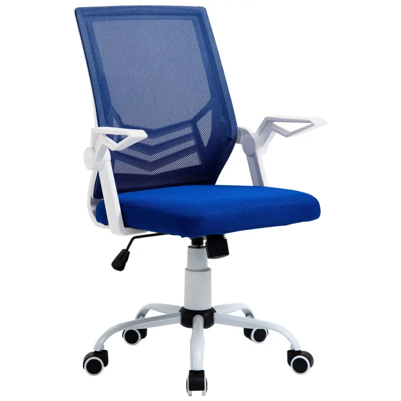 Silla de Oficina Ergonómica Silla Escritorio Giratoria con Altura Ajustable Reposabrazos Abatible 62,5x55x94-104cm Azul
