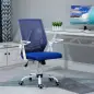 Silla de Oficina Ergonómica Silla Escritorio Giratoria con Altura Ajustable Reposabrazos Abatible 62,5x55x94-104cm Azul