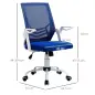 Silla de Oficina Ergonómica Silla Escritorio Giratoria con Altura Ajustable Reposabrazos Abatible 62,5x55x94-104cm Azul