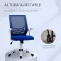 Silla de Oficina Ergonómica Silla Escritorio Giratoria con Altura Ajustable Reposabrazos Abatible 62,5x55x94-104cm Azul
