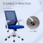 Silla de Oficina Ergonómica Silla Escritorio Giratoria con Altura Ajustable Reposabrazos Abatible 62,5x55x94-104cm Azul
