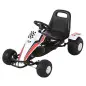 Go Kart a Pedales para Niños de +3 Años Coche de Pedales Infantil con Asiento Ajustable y Freno de Mano 104x66x57 cm Blanco y Ne