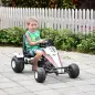 Go Kart a Pedales para Niños de +3 Años Coche de Pedales Infantil con Asiento Ajustable y Freno de Mano 104x66x57 cm Blanco y Ne