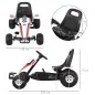 Go Kart a Pedales para Niños de +3 Años Coche de Pedales Infantil con Asiento Ajustable y Freno de Mano 104x66x57 cm Blanco y Ne