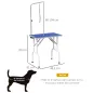 Mesa de Peluquería Canina Plegable con Encimera Antideslizante Brazo Ajustable 81x48,5x80 cm, Azul