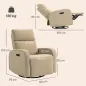 Sillón Relax Reclinable Eléctrico Giratorio y Balancín con Doble Motor Reposacabezas Ajustable Puertos USB Reposapiés