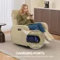 Sillón Relax Reclinable Eléctrico Giratorio y Balancín con Doble Motor Reposacabezas Ajustable Puertos USB Reposapiés