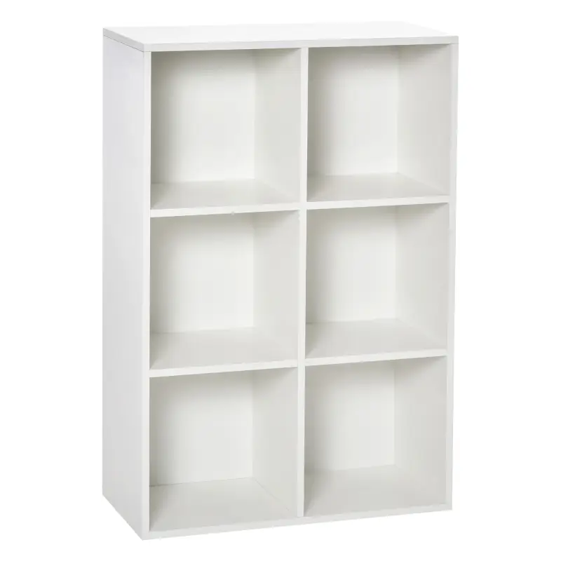 Librería de 3 Niveles, Estantería para Libros con 6 Cubos de Almacenaje, para Sala de Estar, Dormitorio, Estudio, Oficina, 65,5x