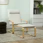 Sillón con Reposapiés Sillón Lectura con Respaldo Alto Reposacabezas Extraíble Patas de Madera y Tapizado en Lino Crema Sillón con Reposapiés Sillón Lectura con Respaldo Alto Reposacabezas Extraíble Patas de Madera y Tapizado en Lino Crema