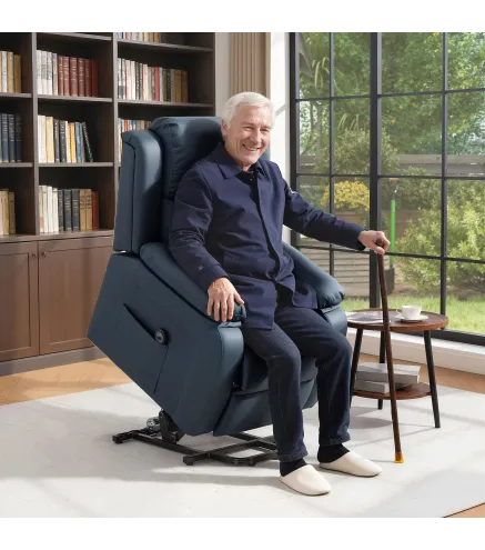 Sillón Relax Levanta Personas Sillón Elevador con Control Remoto Reclinación Eléctrica 160° Reposapiés 76x90x105cm Azul