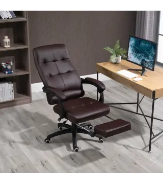 Silla de Oficina Giratoria Silla de Escritorio Reclinable Silla de Estudio Tapizada de PU con Altura Ajustable Reposabrazos Repo