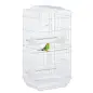 Jaula para Pájaros Pajarera de Metal con 4 Comederos 3 Perchas Columpio y Bandeja Extraíble 46,5x35,5x92 cm Blanco