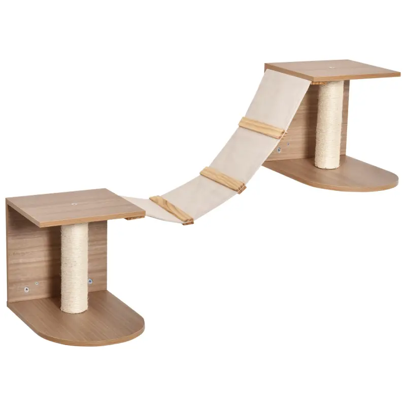 Estantes de Pared Gatos Escaleras de Tela para Gatos con Plataformas y Postes Rascadores de Sisal Centro de Actividades de Escal