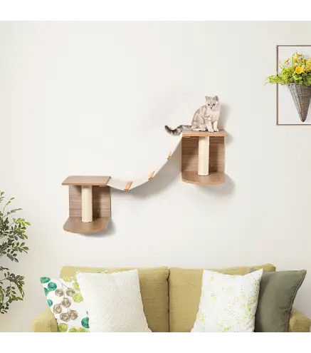 Estantes de Pared Gatos Escaleras de Tela para Gatos con Plataformas y Postes Rascadores de Sisal Centro de Actividades de Escal