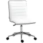 Silla de Oficina Sin Reposabrazos con Altura Ajustable Respaldo Tapizado en Piel Sintética 47x57x76,5-86,5 cm Blanco