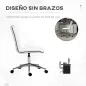 Silla de Oficina Sin Reposabrazos con Altura Ajustable Respaldo Tapizado en Piel Sintética 47x57x76,5-86,5 cm Blanco
