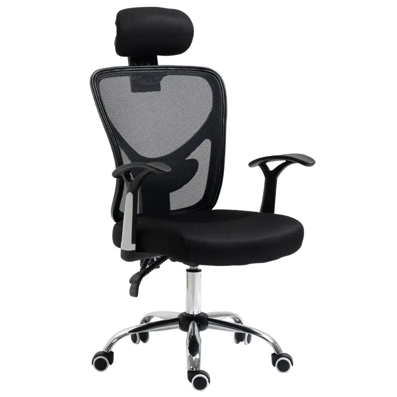 Silla de Escritorio Giratoria Silla de Oficina con Altura Ajustable Respaldo Reclinable Reposacabezas Regulable y Soporte Lumbar