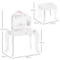 Tocador Infantil con Taburete y Espejo Ajustable, Tocador para Niñas con Cajón, Mesa de Maquillaje para Niños y Niñas de 3-6 Año