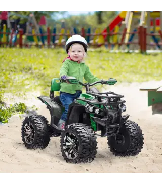 Quad Eléctrico 12V para Niños +3 Años con 2 Motores Faros Música Neumáticos de Suspensión Botones Avance y Retroceso Vehículo El