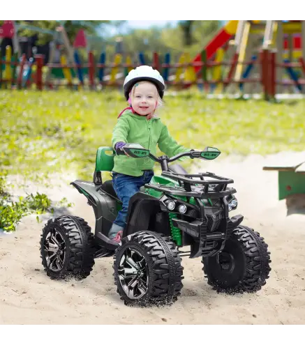 Quad Eléctrico para Niños 12V, Quad para Niños de 3–5 Años con 2 Motores, Velocidad 3–8 km/h, Música, Faros LED, MP3, USB, Tarje