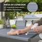 Conjunto de Mesa y Sillas Jardín con Sillas Apilables y Marco de Acero para Terraza Patio Gris Claro