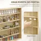 Vitrina de Pared de Madera con Estantes Ajustables y 2 Puertas Correderas de Cristal 80x9,5x60 cm Roble