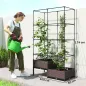 Jardinera con Enrejado Metálico para Plantas Trepadoras 2 Macetas de PP con Orificios de Drenaje 100x50x174 cm Negro