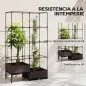 Jardinera con Enrejado Metálico para Plantas Trepadoras 2 Macetas de PP con Orificios de Drenaje 100x50x174 cm Negro