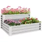 Jardinera Exterior de Acero Galvanizado con Diseño de Escalera Base Abierta para Cultivos Plantas 120x101x58 cm Plata