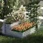 Jardinera Exterior de Acero Galvanizado con Diseño de Escalera Base Abierta para Cultivos Plantas 120x101x58 cm Plata