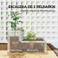 Jardinera Exterior de Acero Galvanizado con Diseño de Escalera Base Abierta para Cultivos Plantas 120x101x58 cm Plata