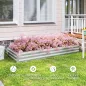 Jardinera Exterior Grande Rectangular de Acero Galvanizado para Terraza con Base Abierta 241x90,5x30 cm Plateado