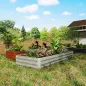 Jardinera Exterior Grande Rectangular de Acero Galvanizado para Terraza con Base Abierta 241x90,5x30 cm Plateado