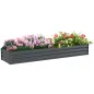 Jardinera Exterior Grande Rectangular de Acero Galvanizado Huerto Urbano con Base Abierta 240x60x30 cm Gris Oscuro