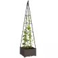 Jardinera con Enrejado Metálico para Plantas Trepadoras Maceta de PP con Orificios de Drenaje y Tapones 40x40x175 cm