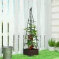 Jardinera con Enrejado Metálico para Plantas Trepadoras Maceta de PP con Orificios de Drenaje y Tapones 40x40x175 cm