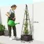 Jardinera con Enrejado Metálico para Plantas Trepadoras Maceta de PP con Orificios de Drenaje y Tapones 40x40x175 cm