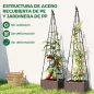 Jardinera con Enrejado Metálico para Plantas Trepadoras Maceta de PP con Orificios de Drenaje y Tapones 40x40x175 cm