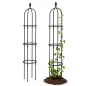 Juego de 2 Obeliscos de Jardín de Acero 1,74 m Enrejados para Plantas Trepadoras Rosas para Exterior Patio Negro
