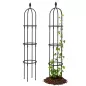 Juego de 2 Obeliscos de Jardín de Acero PE 1,74 m Enrejados para Plantas Trepadoras Rosas para Exterior Patio Negro