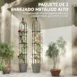 Juego de 2 Obeliscos de Jardín de Acero 1,74 m Enrejados para Plantas Trepadoras Rosas para Exterior Patio Negro