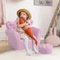 Sofá para Niños con Reposapiés Sillón Infantil Decorativo con Respaldo Alto en Forma de Corona y Reposabrazos Acolchado 58x40,5x