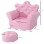 Sofá para Niños con Reposapiés Sillón Infantil Decorativo con Respaldo Alto en Forma de Corona y Reposabrazos Acolchado 58x40,5x