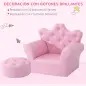 Sofá para Niños con Reposapiés Sillón Infantil Decorativo con Respaldo Alto en Forma de Corona y Reposabrazos Acolchado 58x40,5x