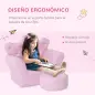 Sofá para Niños con Reposapiés Sillón Infantil Decorativo con Respaldo Alto en Forma de Corona y Reposabrazos Acolchado 58x40,5x