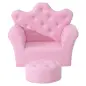 Sofá para Niños con Reposapiés Sillón Infantil Decorativo con Respaldo Alto en Forma de Corona y Reposabrazos Acolchado 58x40,5x