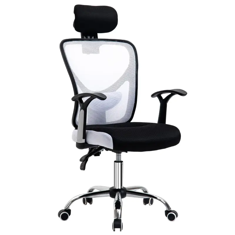 Silla de Escritorio Giratoria Silla de Oficina con Altura Ajustable Respaldo Reclinable Reposacabezas Regulable y Soporte Lumbar