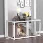 Barrera de Seguridad para Perros Plegable 264x77 cm de 4 Paneles con Patas y Marco de Madera para Puertas Escaleras