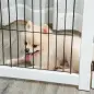 Barrera de Seguridad para Perros Plegable 264x77 cm de 4 Paneles con Patas y Marco de Madera para Puertas Escaleras