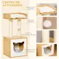 Árbol para Gatos de 2 Niveles con Cueva Cama Superior Postes Rascadores de Sisal Natural Cojines Lavables y Bola de Juguete 35x3